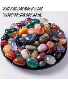 30/50/80/100/120/150/180/200/250g Bohemian gemischte farbige natürliche polierte Steine und Kristalle - lebhafte sortierte Edelsteine, geeignet für Heimdekoration, Aquarien, Sukkulenten-Glasbehälter, Garten- und Blumentopfdekoration, Gartenakzente|Bohemian Stil|Dekorative Kieselsteine - Verschiedenfarbig - Übersicht 3