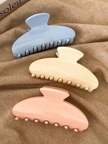 3 Pieces/1 Piece Of 9/3.54 Inch Hair Clips For Women, Stylish Hair Accessories In Black, White And Brown For Daily Hairstyling And Makeup. - 02藍色 - 查看 12