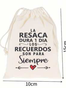 10 pièces Sacs cadeaux élégants en coton doux avec cordon de serrage pour la récupération après la gueule de bois, sacs cadeaux réutilisables avec citations espagnoles imprimées et fermeture à cordon, sacs de rangement légers et portables, convenant pour les enterrements de vie de jeune fille, les mariages, les kits de récupération après la gueule de bois pour les anniversaires, polyvalents et universels - A - Voir 9