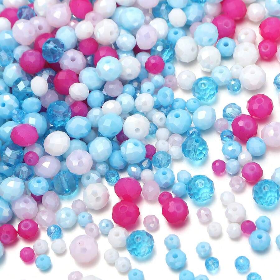 1 Pack Pink & Blue Glass Crystal Point Beads, Random Color Shades (Random Quantity Per Color)