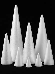 2/1pc Set Large White Solid Foam Cones, Art Cones, DIY Craft Supplies, PS(Polystyrene) Foam Christmas Birthday Scene Decor, Event Display Props, Cone Accessories, Home Decor, Artificial Glitter Christmas Tree Cones, Christmas Cone Tree, New Year Thanksgiving Winter Valentine's Day Handmade Gift Ideas (Please Place Your Order According To Your Required Size) - Multicolor - View 5