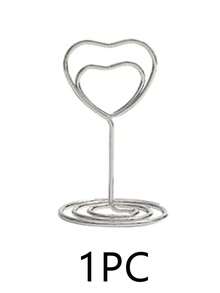 12/6/1pc Silver Metal Heart-Shaped Table Card Holder, Table Number Name Card Holder, Photo Memo Information Holder, Wedding Reception Seat Card Holder, Suitable For Anniversary, Bridal Shower, Valentine's Day, Party Table Decor, Event Ceremony Tabletop Decoration Supplies - Silver Heart-shaped Business Card Holder - View 10
