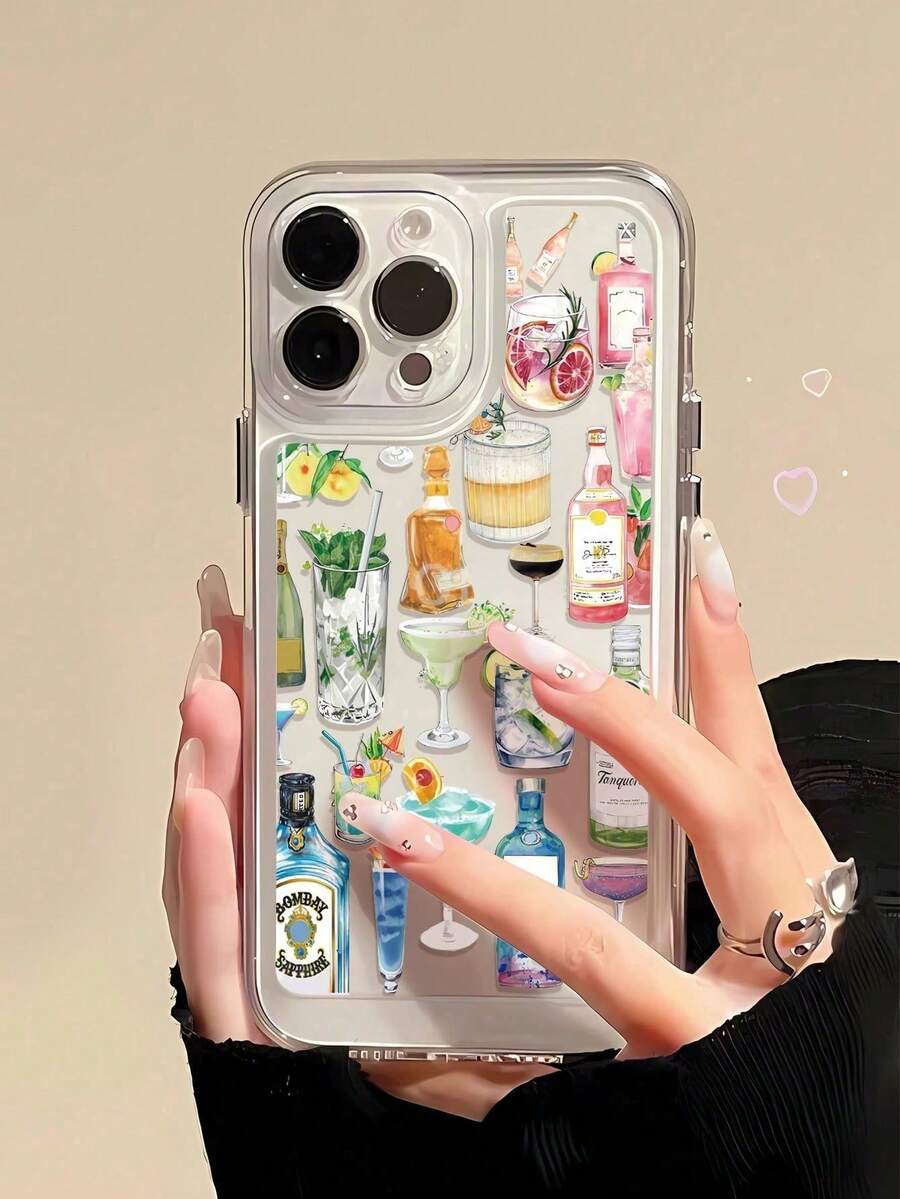 Envío gratis, no incluye cordón ni soporte, se envía localmente enéxico, entrega en 4 días.Funda de silicona transparente para teléfono con diseño de cóctel, compatible con 13, 11, 14 Pro, 13 Pro, 15/15 Plus/15 Pro/15 Pro/12/12 Pro/12 Pro/14/14 Pro/13 Pro. - Multicolor 3 - Ver 1