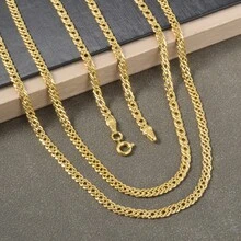 經典 14K 鍍金銅交織項鍊 DIY 鍊條，適合女性男性日常佩戴，時尚層次感飾品 - 金色 - 查看 4
