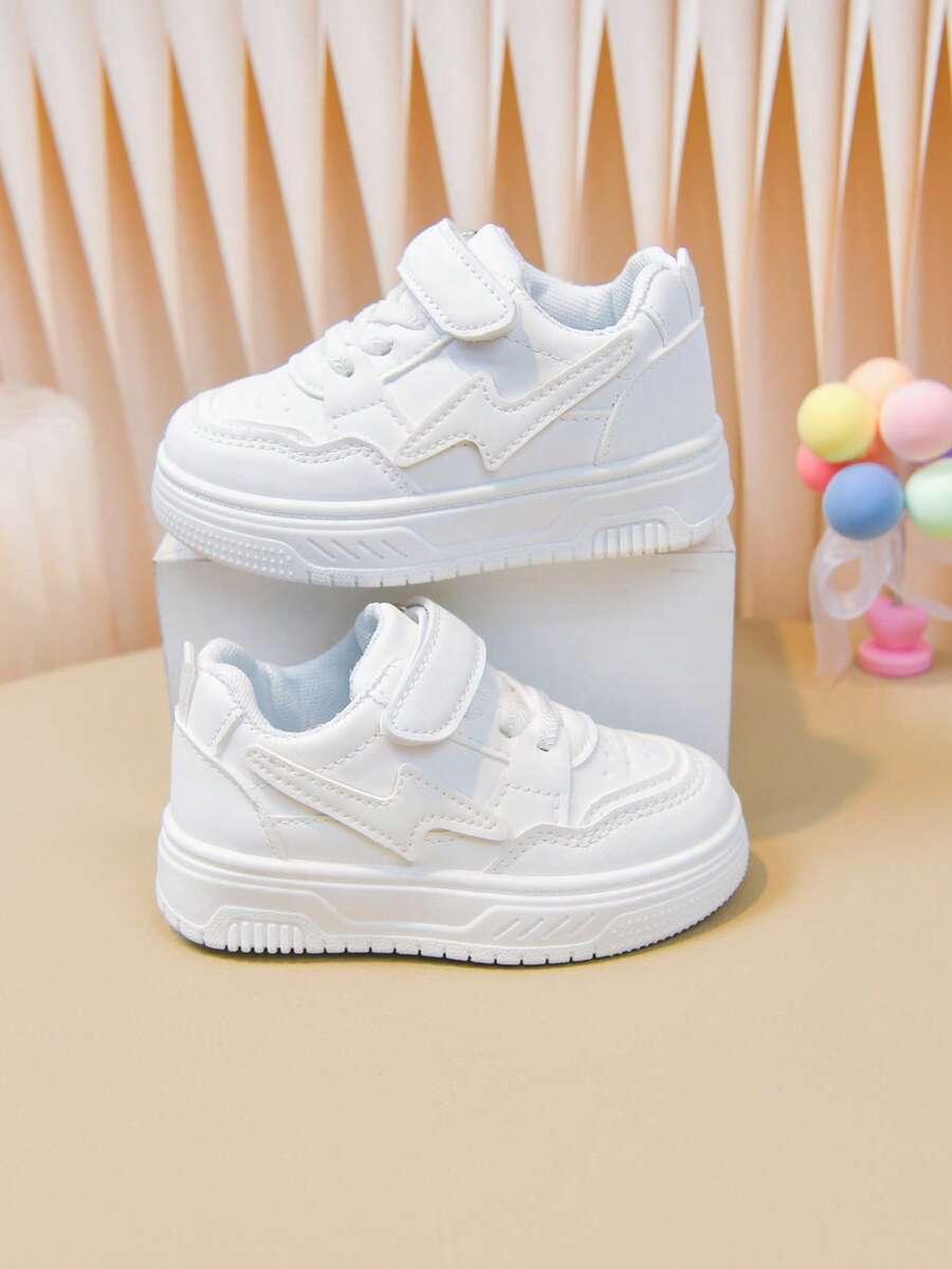 Children's White Sneakers, Boys And Girls School Running Shoes, Soft Comfortable Leather Upper Elementary School Skate Shoes, Girls White Shoes - White - View 1