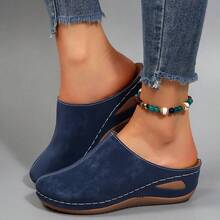 Hollow Out Wedge Sandals, Comfortable To Wear, Suitable For Long-Term Wear Such As Work And Shopping - Blue - View 4