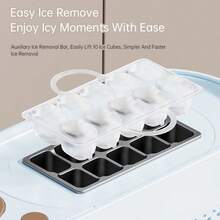 E-ACE 便攜式戶外迷你車用製冰機，10-15 分鐘可製 10 顆冰塊，快速製冰，尺寸精巧，適合戶外露營的車用配件，易於清潔，點菸器供電 - 淺藍色(升級款10冰) - 查看 2
