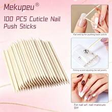 100pcs Clear Plastic Cuticle Sticks, Double-End Disposable Nail Art Tools, Multi-Purpose Manicure Pusher For Cuticle Removing, Rhinestone Picking & Glue Clean, Salon & Home DIY Nail Supplies - A - View 2