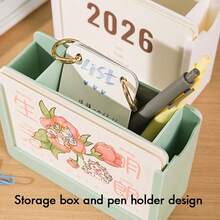 Multifunctional Calendar Label Storage Box With 2026 Planner Window, Suitable For Goal Setting And Time Planning, Durable Minimalist Style, Party Gift, Suitable For Professionals And Students To Keep Desk Organized, Compact Vertical Calendar Label Storage - Multicolor - View 4