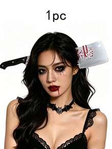 1pc/6pcs Halloween Horror Headband Set With Realistic Axe, Knife, Saw, Scissors And Blade Headbands, Blood Splatter Effect, Suitable For Halloween Costume, Party Pranks, Haunted House And Gothic Style - Halloween Headband - View 11