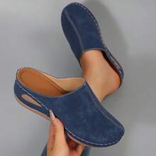 Hollow Out Wedge Sandals, Comfortable To Wear, Suitable For Long-Term Wear Such As Work And Shopping - Blue - View 3