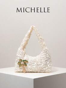 Sequin Shoulder Bag, Elegant Ladies Handbag, Dress Accessories, Wedding Items, Gift For Women (Random Pattern) - Beige - View 1