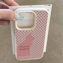 1個 TPU材質甜美酷粉色波點貓咪輪廓口號圖案手機殼，適用於 iPhone 17 Pro Max/17/16 Pro Max/15/13/12/11/S20 FE/A15/S24/A55/Note 11/Note 12/Note 13 Pro，全包覆防震軟殼保護套 - 白色 - 查看 4