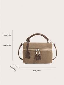 New Style Hand-Held Box Bag, Minimalist Fashionable Shoulder Crossbody Bag - Khaki - View 3