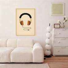 Framed Flat Set of 1 Vintage Music Artwork Canvas Prints with Wooden Frames - Featuring Vinyl Records, Headphones, And Cassette Players - And Easy to Hang Wall Decoration for Bedrooms, Offices, Living Rooms, Cafes, Bars - Enmarcado - Ver 5