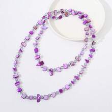 Bohemian Beach Style Dopamine Colorful Shell Beaded Long Necklace For Women - Purple (large Seashell) - View 3