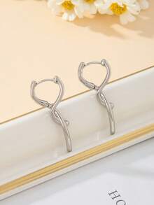 1 Pair Fashion Versatile Creative Line Wrapped Design Niche Style Hoop Earrings Suitable For Women's Daily Wear Gift For Friends - Earrings - View 7