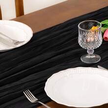 1pc Black Braided Table Runner, Rustic Spring Tablecloth (Approx. 90*400cm) Bohemian Style Home Decor Wedding Baby Shower Birthday Party - Black - View 5