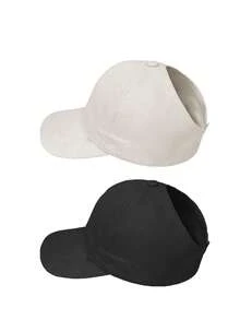 1/2件組 女款馬尾棒球帽 亂髮髻帽 防曬帽 戶外沙灘帽 - rose cap - 查看 17