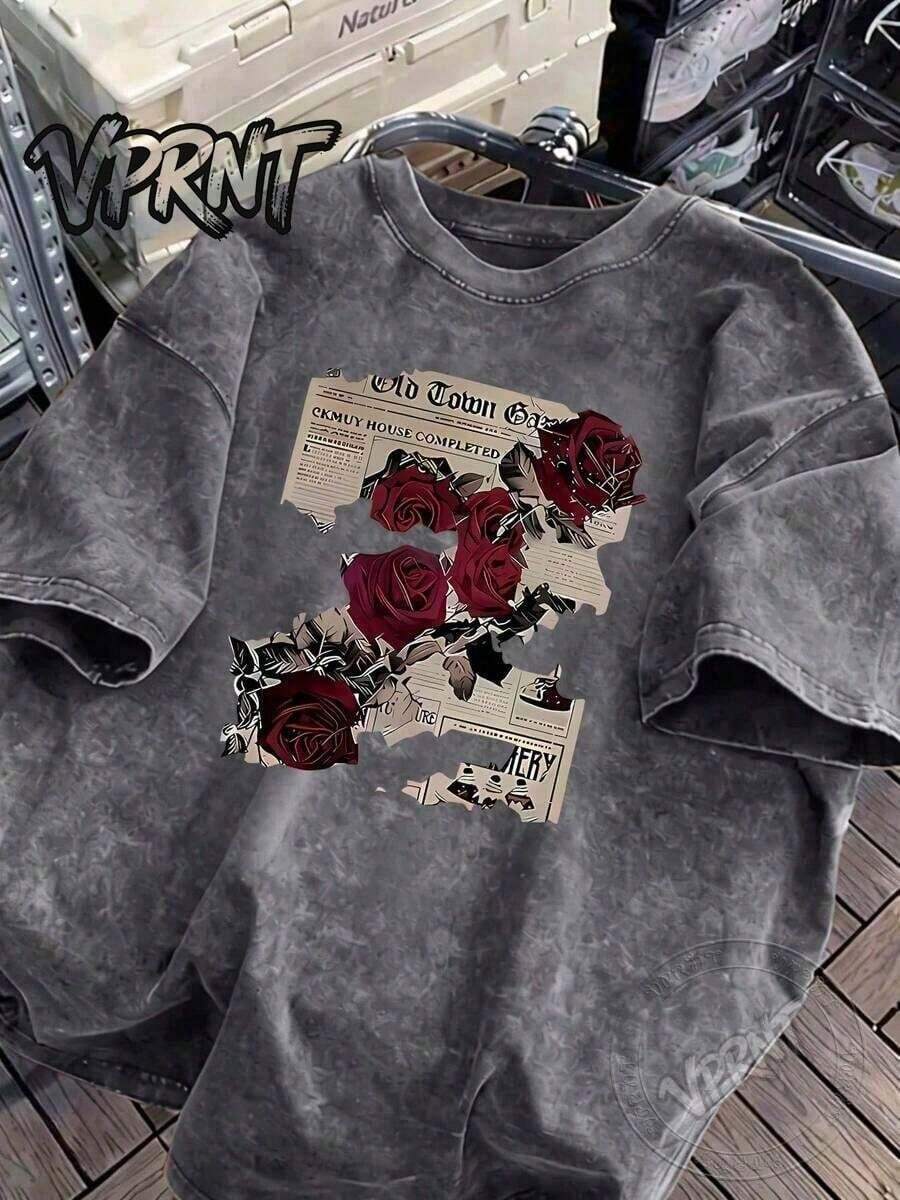 Casual, Everyday Outfits, Classic Retro Women's Clothing, Comfortable Short-Sleeved Tops For Spring, Summer, Autumn And Winter - Unisex Everyday Campus Wear For Women And Men. - 灰色 - 查看 1