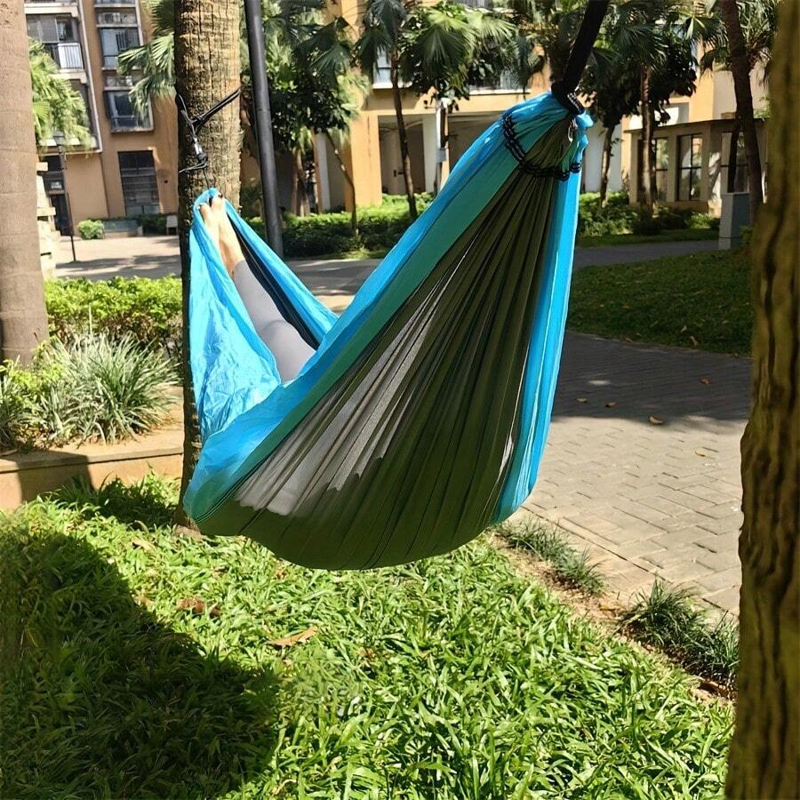 Portable Breathable Nylon Camping Hammock, Lightweight Heavy-Duty Design, Ideal Holiday Travel Essential Gift - Multicolor - View 1