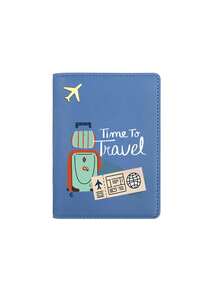 印花護照夾，旅行主題印花護照夾，Time To Travel 卡片行李票券圖案文件袋，輕量耐用大容量，多格護照票券收納套，出國旅行商務出差文件保護套，耐刮耐污文件保護，告別雜亂，旅行收納，給旅行愛好者的貼心禮物，夏季旅行必備品 - 彩色 - 查看 12