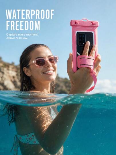 Large Selfie‑Specific Waterproof Phone Pouch, 9.06 * 4.53 Inch, IPX8 Waterproof; Touch Screen Compatible, Waterproof Phone Case For Outdoor Drifting Diving Photography; Suitable For Swimming, Water Park, Surfing,Boating Sport