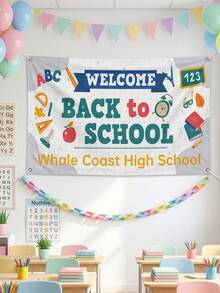 1pc Customized Welcome Back To School Banner, Personalized Text, Classroom Decor, Personalized Sign, Customized Teacher Appreciation Back To School Gift - Multicolor - View 3