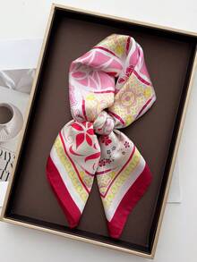1pc Women's Square Bandana Casual Solid Color Head Scarf Suitable For Daily Use - Red - View 1