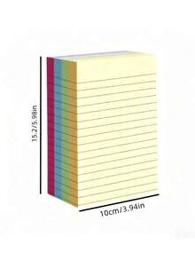 2pcs/1pc Lined Sticky Notes, 4 Colors Mixed 100 Sheets/Book, Portable Student Note Marking Sticky Note Pad, Self-Adhesive Easy To Use, Suitable For Office, Home, School, Office Assistant, Study Supplies, Back To School Essential, Dormitory Essential - 10*15.2cm - View 4