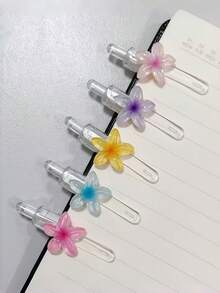 3pcs Fresh Floral Smooth Writing Retractable Ballpoint Pens, Black Ink Daily Office Signature Pens, Portable Slim Plastic Gel Pens, Office Stationery Supplies Small Gift - Flowers - View 3