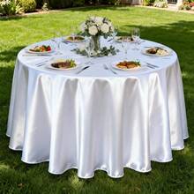 89.76 Inch (228 Cm) Round Satin Tablecloth - Elegant Smooth Fabric Tablecloth For Weddings, Birthdays, Christmas, Halloween Parties And Dining Table Decor - Multicolor - View 22