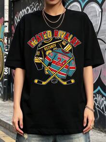 Heated Rivalry Rozanov Hollander Hockey Jerseys. Soft Fabric Casual T-Shirt For Everyday Wear. - 黑色 - 查看 1