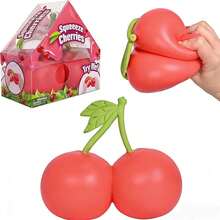1pc Cherry Shaped Squeeze Toy, Soft Stretchable Stress Relief Fidget Toy, Suitable For Teens And Adults - Multicolor - View 2