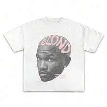 1 Pcs Y2K Urban Style 100% Cotton Tee, Coachella 2026 Rap Fan Print, White Short Sleeve T-Shirt For Beach Vacation, Concert & Daily Wear - White - View 1