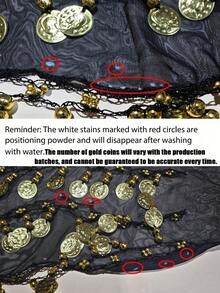 128pcs Coin Music Festival Waist Chain, Belly Dance Hip Scarf, Soft Belly Dance Skirt, Sequin Skirt, Suitable For Star Performance, Ballet Stage Performance, Bohemian Style, Halloween Women's Outfit, Party Carnival Nightlife Beach Wear Accessory - Multicolor - View 7