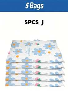 5 Packs Vacuum Storage Bags, Plastic Rectangular Multi-Purpose Bags, Zipper Seal, Moisture-Proof And Airtight, Suitable For Bedding, Pillows, Blankets, Clothes - Save 80% Space, No Electricity Needed,Bedroom Room Decor,Back To School - Blue and White - View 15