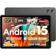 TenYide Electronic Learning Tablet For Children Or Learning, Black, 10.1-Inch Screen, Also Suitable For E-Book Reading/Electronic Games/Internet Entertainment/Video Chat, Oversized Smartphone With SIM Card Slot, Android System, 128GB/256GB Storage Versions, Front And Rear Camera Functions, Dual SIM Card Function, Bluetooth Function/GPS Function/WI Function, Supports Various AI Software Functions - Jet Black - View 2