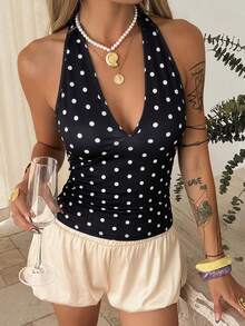 Short, Fitted, Strappy, Backless Top In Brown, Suitable For Summer And Spring In Y2K Style - Negro 6 - View 1