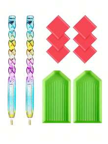 6pcs Diamond Painting Wax Pads, Includes 2pcs Diamond Painting Drills, DIY Art Embroidery Cross Stitch Tools - A - View 1