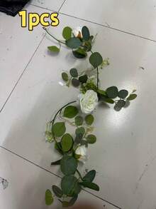 1/2 個人造玫瑰藤蔓籃，適用於婚禮裝飾、生日派對、派對場地裝飾、居家餐廳、臥室窗台裝飾、情人節裝飾、新年裝飾、戶外花園裝飾 - 牡丹-白色 - 查看 10