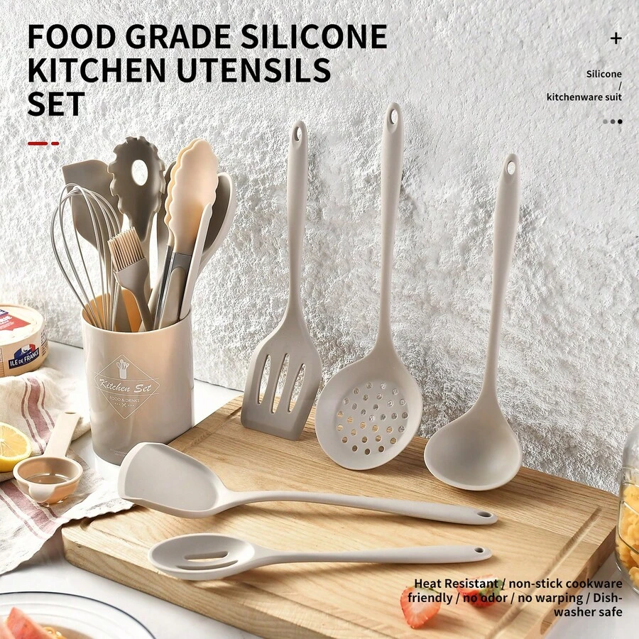 15pcs/Set Non-Stick Silicone Cookware Set, Heat Resistant Cooking Utensils Including Spatula, Ladle, High Temperature Silicone Kitchen Tools - Multicolor - View 1