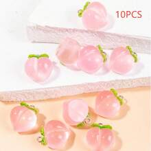10PCS Resin Pink Transparent Peach Pendant DIY Earring Necklace Pendant Accessories Keychain Pendant Jewelry Accessories Material - Pink - View 1