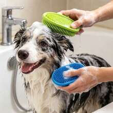 2pcs/1pc Pet Bath Brush, Cat Massage Brush, Dog Bathing Glove, Adjustable Silicone Rubber Bath Comb, Suitable For Long And Short Hair Dogs And Cats - View 3