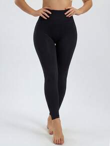 Women's Compression Yoga Pants, Seamless High Waist Tummy Control Shapewear Black - Black - View 5