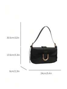 1pc Lacquered Polyurethane Leather Handbag For Women, Y2k Babe Bag, Mini Square Bag, Shoulder/Underarm Bag,Retro Inspired Bag, Fashionable Black Bag - 黑色 - 查看 11