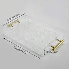 透明水波紋紋理壓克力托盤配金色壓克力把手，長方形裝飾收納盤，多功能桌面收納架，適用於居家裝飾、婚禮宴會、節日派對飲品零食與化妝品展示 - 長方形 - 查看 2