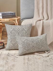 4 buah, Sarung Bantal Hias, Pola Geometris, Sarung Bantal Serat Poliester, Resleting Tersembunyi, Dapat Dicuci dengan Mesin, Pola Garis Modis Sederhana, Penutup Resleting, Sarung Bantal Hias Rumah, Sarung Bantal Sofa Ruang Tamu Kamar Tidur, Tanpa Isian Bantal - Grey - View 8
