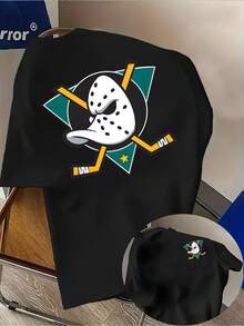 Camiseta de moda para hombre con estampado de cabeza de pato - cómoda para todas las estaciones, corte holgado, estampado a doble cara, material cómodo, camiseta estampada - camiseta liger - Blanco - Ver 7