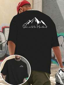 Camiseta de Manga Corta para Hombre, Estilo Hardcore, con Estampado de Doble Cara, para Exploración de Montañas y Actividades al Aire Libre - Negro - Ver 1